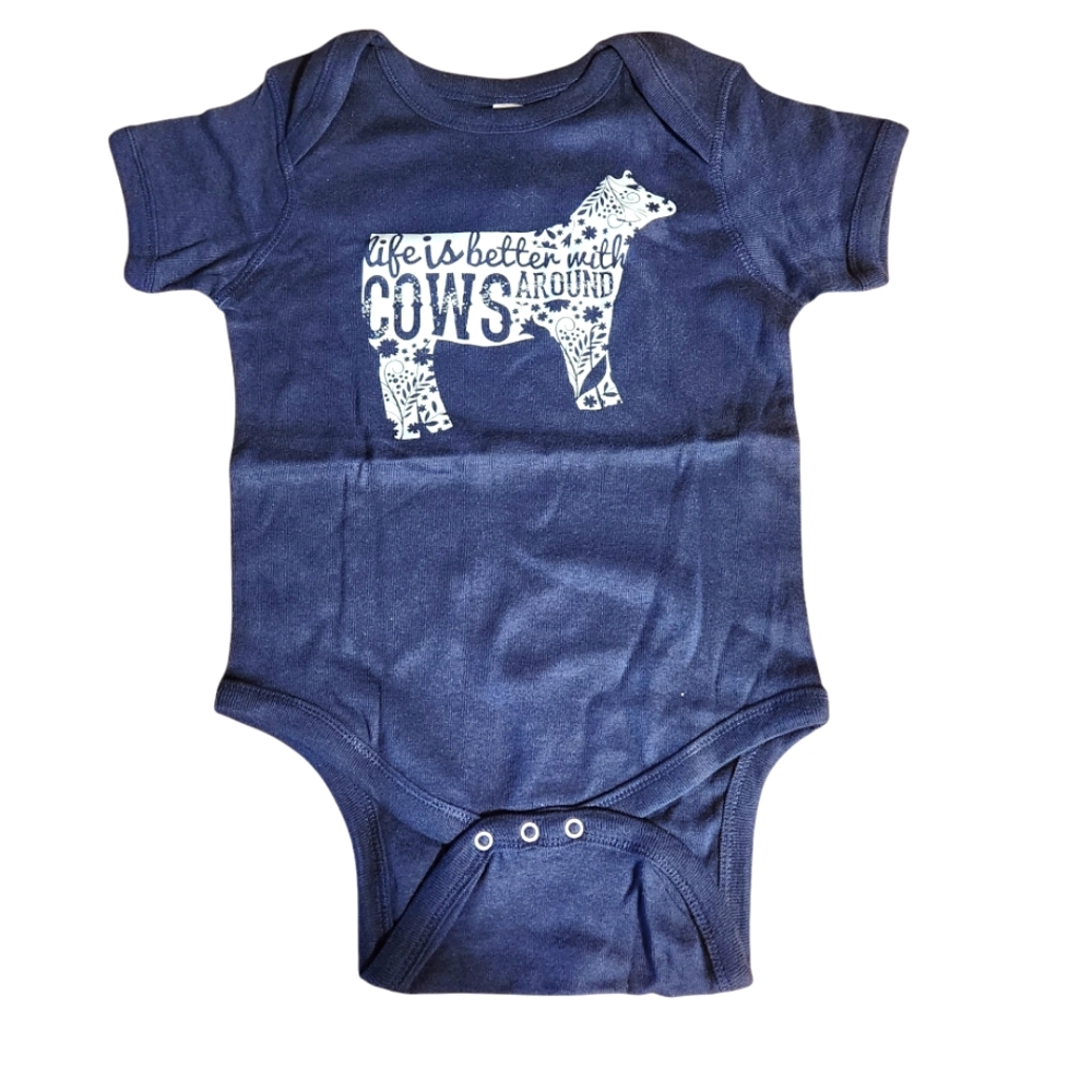 "Life is Better With Cows" onesie 12, 18, 24 mos